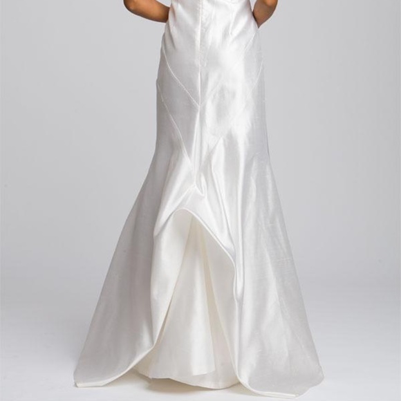 NICOLE MILLER SHANTUNG SILK MERMAID WEDDING BRIDAL $1900 IM0002 - Picture 4 of 15